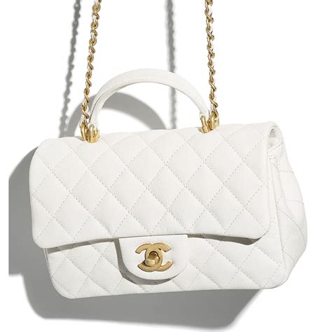 chanel mini flap bag with top handle white|chanel rectangular mini top handle.